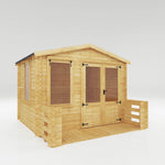 3.3m x 3.4m Apex Log Cabin with Veranda - 19mm - Rogey