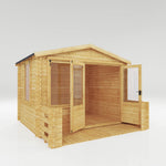 3.3m x 3.4m Apex Log Cabin with Veranda - 19mm - Rogey