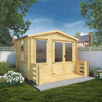 3.3m x 3.4m Apex Log Cabin with Veranda - 19mm - Rogey