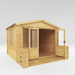 3.3m x 3.7m Apex Log Cabin with Veranda - 19mm - Rogey