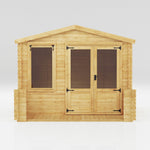 3.3m x 3.7m Apex Log Cabin with Veranda - 19mm - Rogey