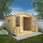 3.3m x 3.7m Apex Log Cabin with Veranda - 19mm - Rogey