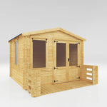 3.3m x 3.7m Apex Log Cabin with Veranda - 19mm - Rogey