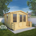 3.3m x 3.7m Apex Log Cabin with Veranda - 19mm - Rogey