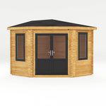 3m x 3m Corner Cabin - 44mm (UPVC Windows & Door) - Grey - Rogey