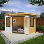 3m x 3m Corner Cabin - 44mm (UPVC Windows & Door) - Grey - Rogey