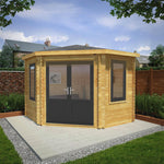 3m x 3m Corner Cabin - 44mm (UPVC Windows & Door) - Grey - Rogey