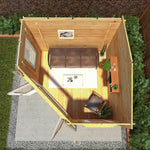 3m x 3m Corner Cabin - 44mm (UPVC Windows & Door) - Oak - Rogey