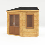 3m x 3m Corner Cabin - 44mm (UPVC Windows & Door) - Oak - Rogey