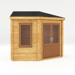 3m x 3m Corner Cabin - 44mm (UPVC Windows & Door) - Oak - Rogey