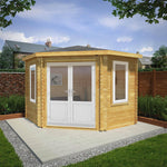 3m x 3m Corner Cabin - 44mm (UPVC Windows & Door) - White - Rogey