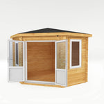 3m x 3m Corner Cabin - 44mm (UPVC Windows & Door) - White - Rogey