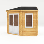 3m x 3m Corner Cabin - 44mm (UPVC Windows & Door) - White - Rogey