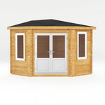 3m x 3m Corner Cabin - 44mm (UPVC Windows & Door) - White - Rogey