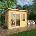 3m x 3m Elite Pent Log Cabin - 28mm - Rogey