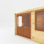 3m x 3m Home Office Elite - 44mm (UPVC Windows & Door) - Oak - Rogey