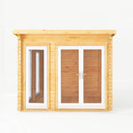 3m x 3m Studio Pent Log Cabin - 44mm - (UPVC Windows & Doors) - White - Rogey