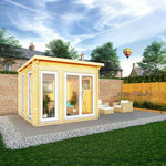 3m x 3m Studio Pent Log Cabin - 44mm - (UPVC Windows & Doors) - White - Rogey