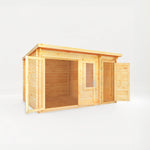 4.1m x 3m Elite Pent Log Cabin With Side Shed - 28mm - Rogey