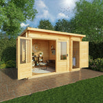 4.1m x 3m Pent Log Cabin With Side Shed - 19mm - Rogey