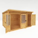 4.1m x 3m Pent Log Cabin With Side Shed - 19mm - Rogey