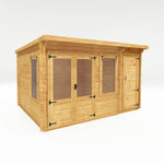 4.1m x 3m Pent Log Cabin With Side Shed - 19mm - Rogey