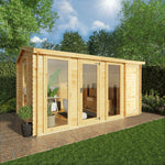 4.6m x 3m Reverse Apex Log Cabin With Side Shed - 19mm - Rogey