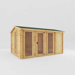 4.6m x 3m Reverse Apex Log Cabin With Side Shed - 19mm - Rogey