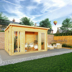 4m x 3m Studio Pent Log Cabin - 28mm - Rogey