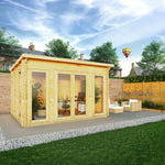 4m x 3m Studio Pent Log Cabin - 28mm - Rogey