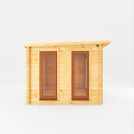 4m x 3m Studio Pent Log Cabin - 44mm (UPVC Windows & Door) - Oak - Rogey