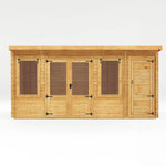 5.1m x 3m Pent Log Cabin With Side Shed - 19mm - Rogey