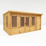 5.1m x 3m Pent Log Cabin With Side Shed - 19mm - Rogey