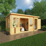 5.1m x 3m Pent Log Cabin With Side Shed - 19mm - Rogey