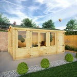 5.1m x 3m Reverse Apex Log Cabin With Side Shed - 19mm - Rogey