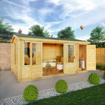 5.1m x 3m Reverse Apex Log Cabin With Side Shed - 19mm - Rogey