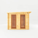 5.1m x 3m Studio Pent Log Cabin With Side Shed - 44mm (UPVC Windows & Door) - Oak - Rogey