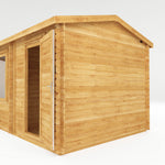 5m x 3m Corner Lodge Log Cabin With Side Shed - 28mm - Rogey