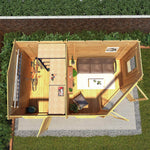 5m x 3m Corner Lodge Log Cabin With Side Shed - 28mm - Rogey