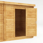 5m x 3m Corner Lodge Log Cabin With Side Shed - 28mm - Rogey