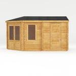 5m x 3m Corner Lodge Log Cabin With Side Shed - 28mm - Rogey