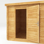 5m x 3m Corner Lodge Log Cabin With Side Shed - 28mm - Rogey