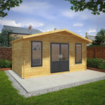 5m x 3m Retreat Log Cabin - 44mm (UPVC Windows & Door) - Grey - Rogey