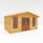 5m x 3m Retreat Log Cabin - 44mm (UPVC Windows & Door) - Oak - Rogey