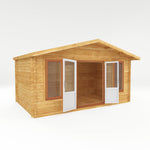 5m x 3m Retreat Log Cabin - 44mm (UPVC Windows & Door) - Oak - Rogey