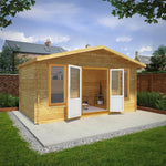 5m x 3m Retreat Log Cabin - 44mm (UPVC Windows & Door) - Oak - Rogey