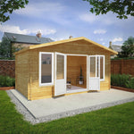 5m x 3m Retreat Log Cabin - 44mm (UPVC Windows & Door) - White - Rogey