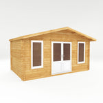 5m x 3m Retreat Log Cabin - 44mm (UPVC Windows & Door) - White - Rogey