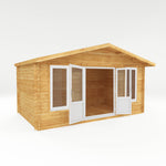 5m x 3m Retreat Log Cabin - 44mm (UPVC Windows & Door) - White - Rogey