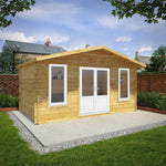 5m x 3m Retreat Log Cabin - 44mm (UPVC Windows & Door) - White - Rogey